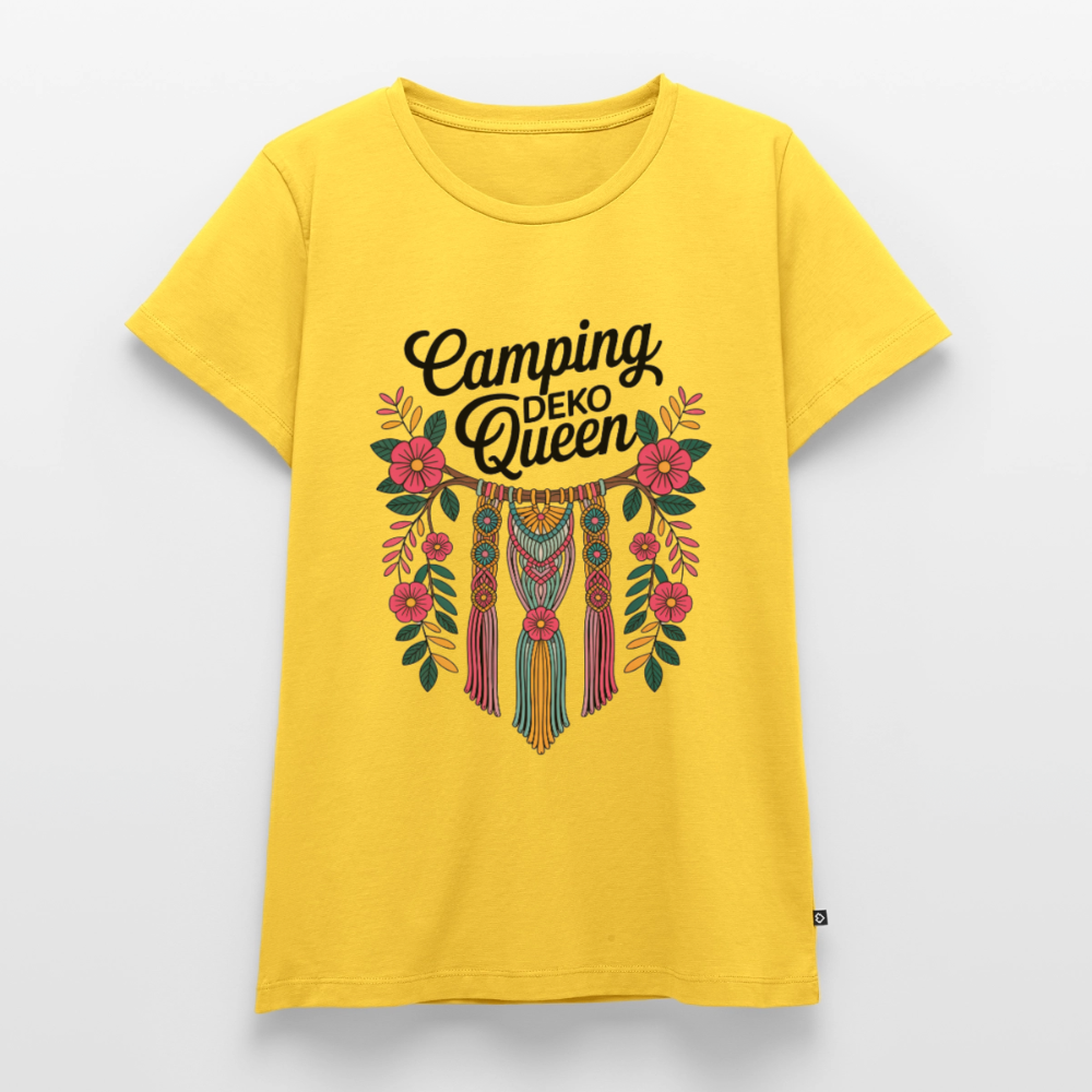 Camping Deko Queen - Damen Camping T-Shirt - Sonnengelb