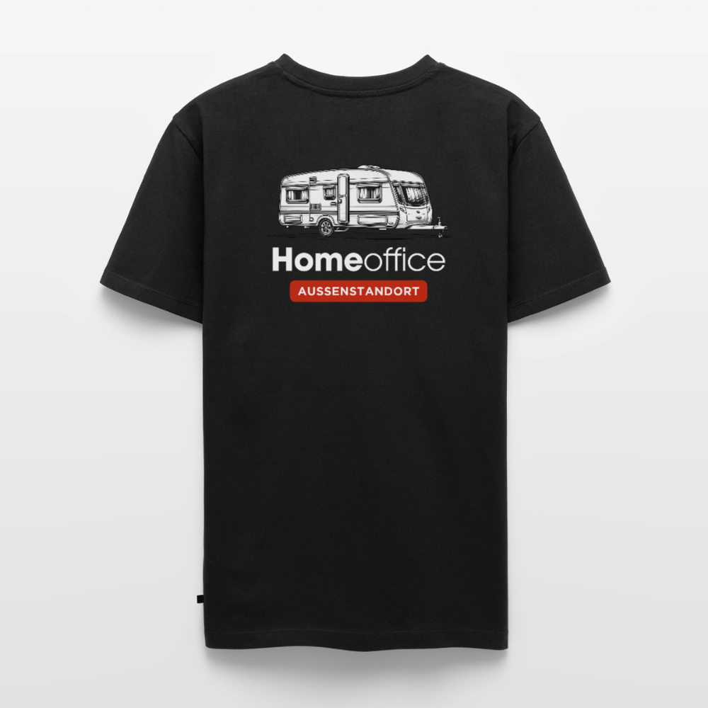 Wohnwagen Homeoffice - Herren Camping T-Shirt - Rückendruck - Schwarz