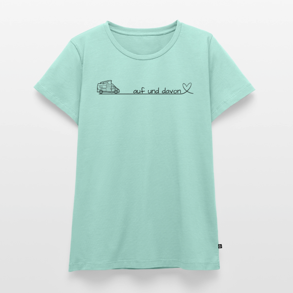 Auf und Davon - Damen Camping T-Shirt - Bulli / Van - Mint