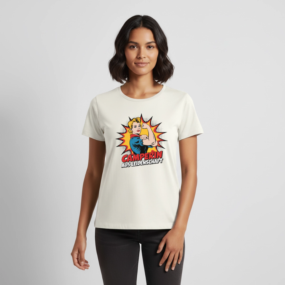 Camperin aus Leidenschaft - Damen Camping T-Shirt - Naturweiß