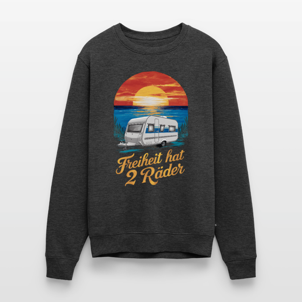 Freiheit hat 2 Räder - Herren Camping Sweatshirt - Wohnwagen - Anthrazit meliert