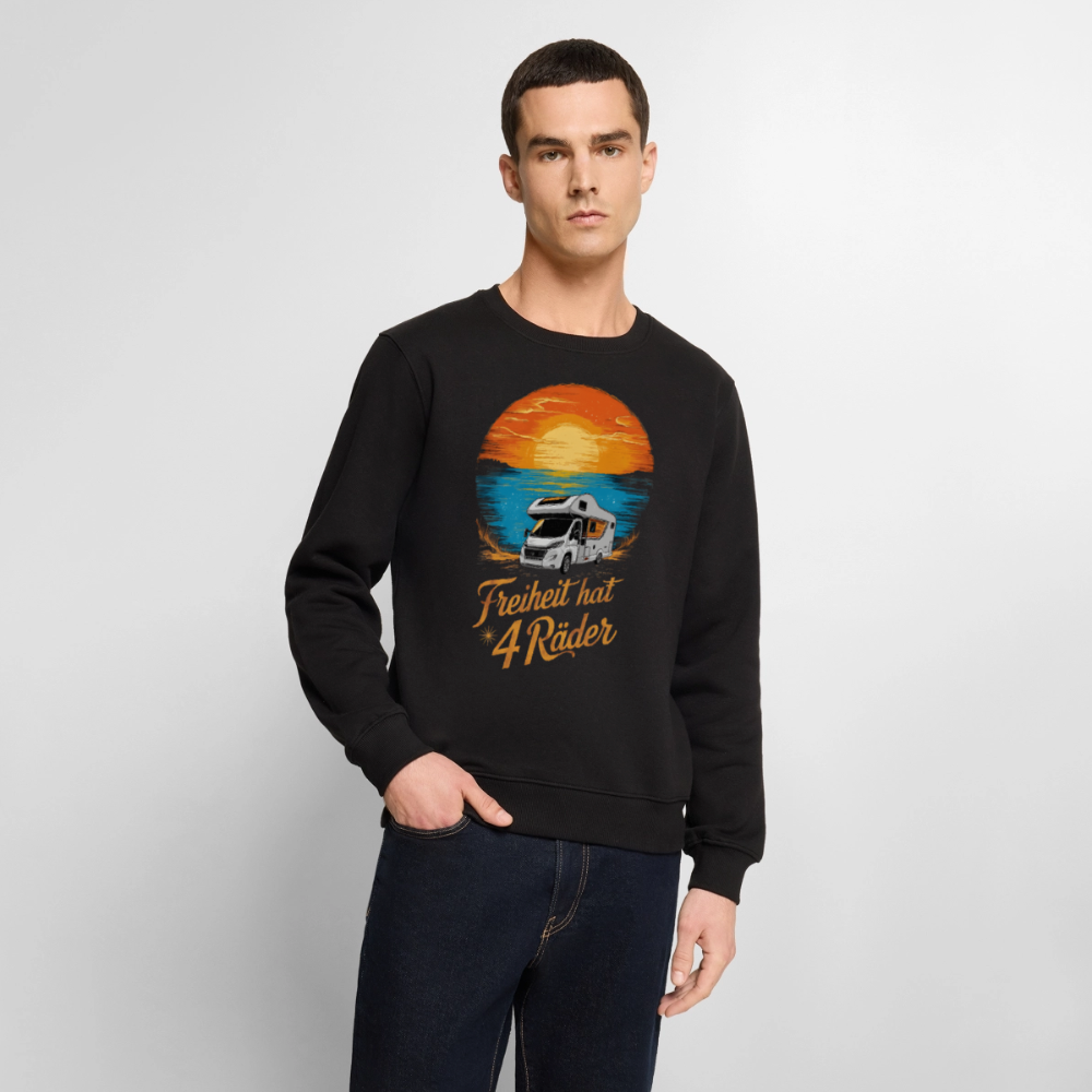 Freiheit hat 4 Räder - Herren Camping Sweatshirt - Wohnmobil - Schwarz