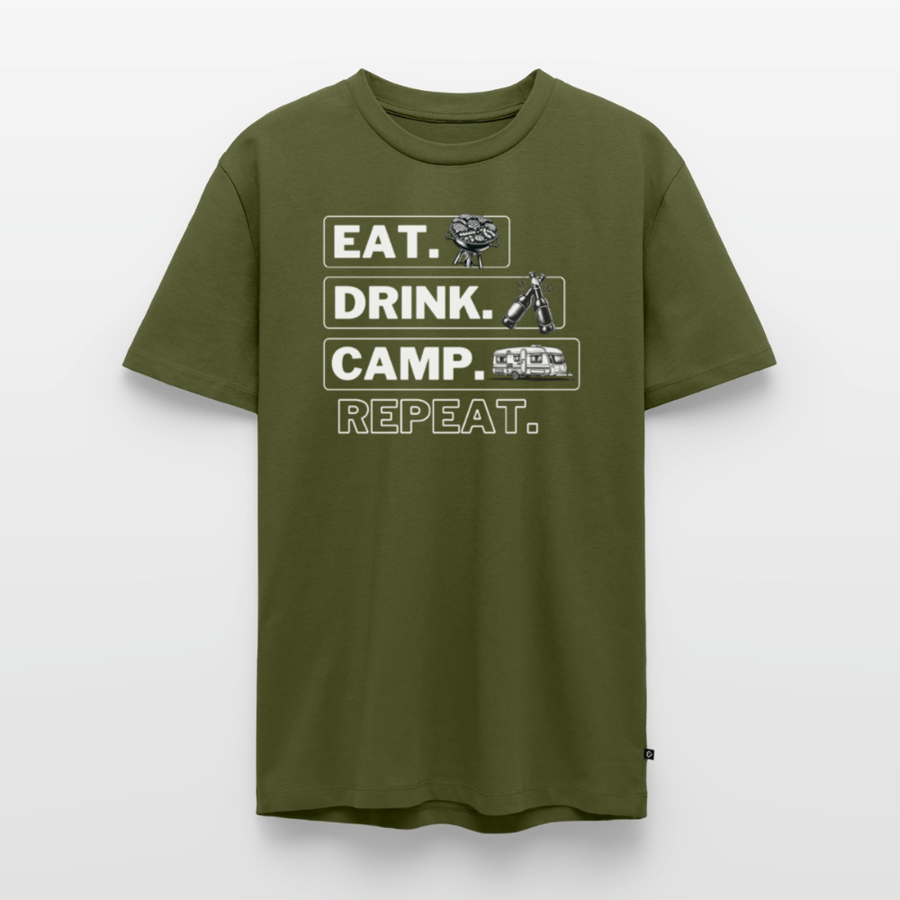 Eat Drink Camp - Herren Camping T-Shirt - Wohnwagen - Khaki
