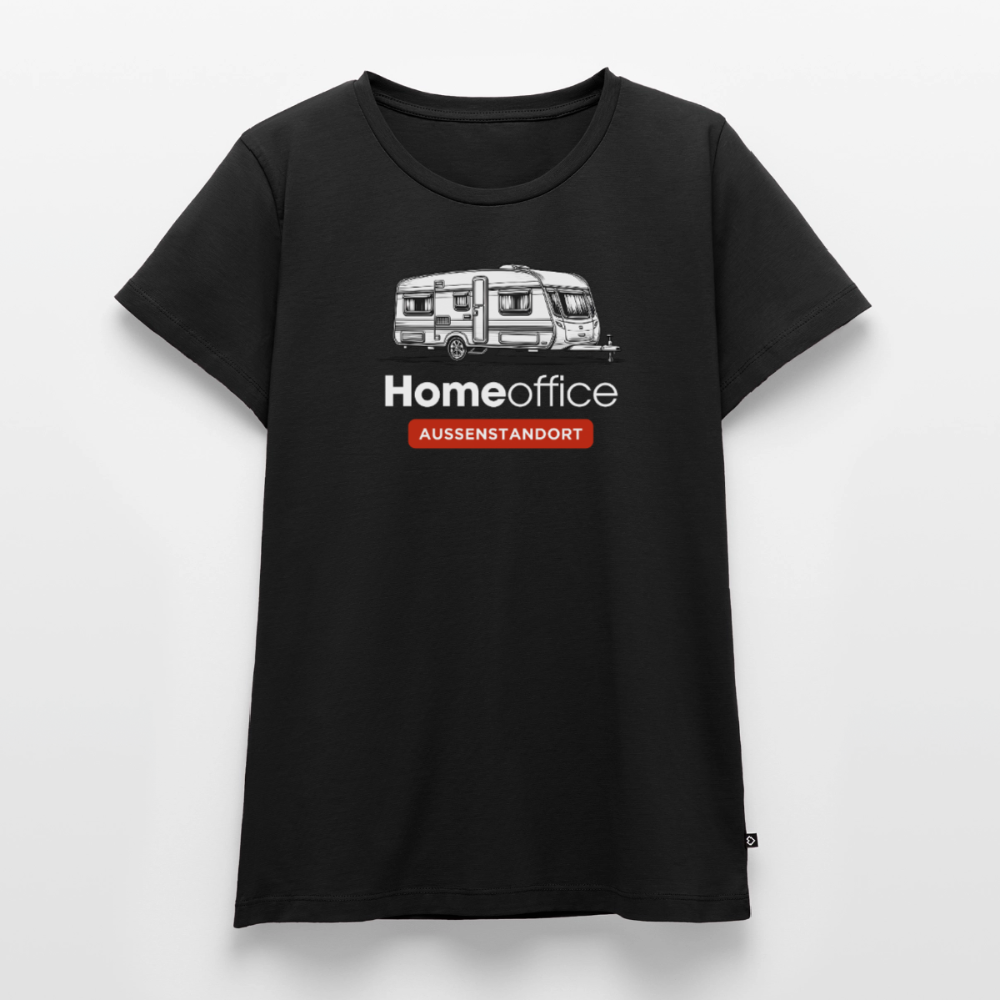 Wohnwagen Homeoffice - Damen Camping T-Shirt - Schwarz