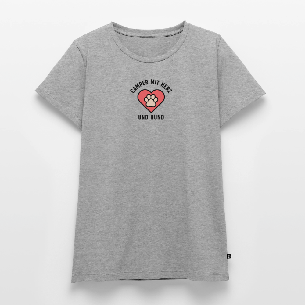 Herz und Hund - Damen Camping T-Shirt - Grau meliert