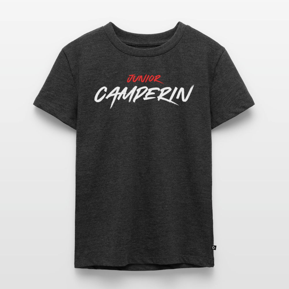 Junior Camperin - Kinder Camping T-Shirt - Anthrazit meliert