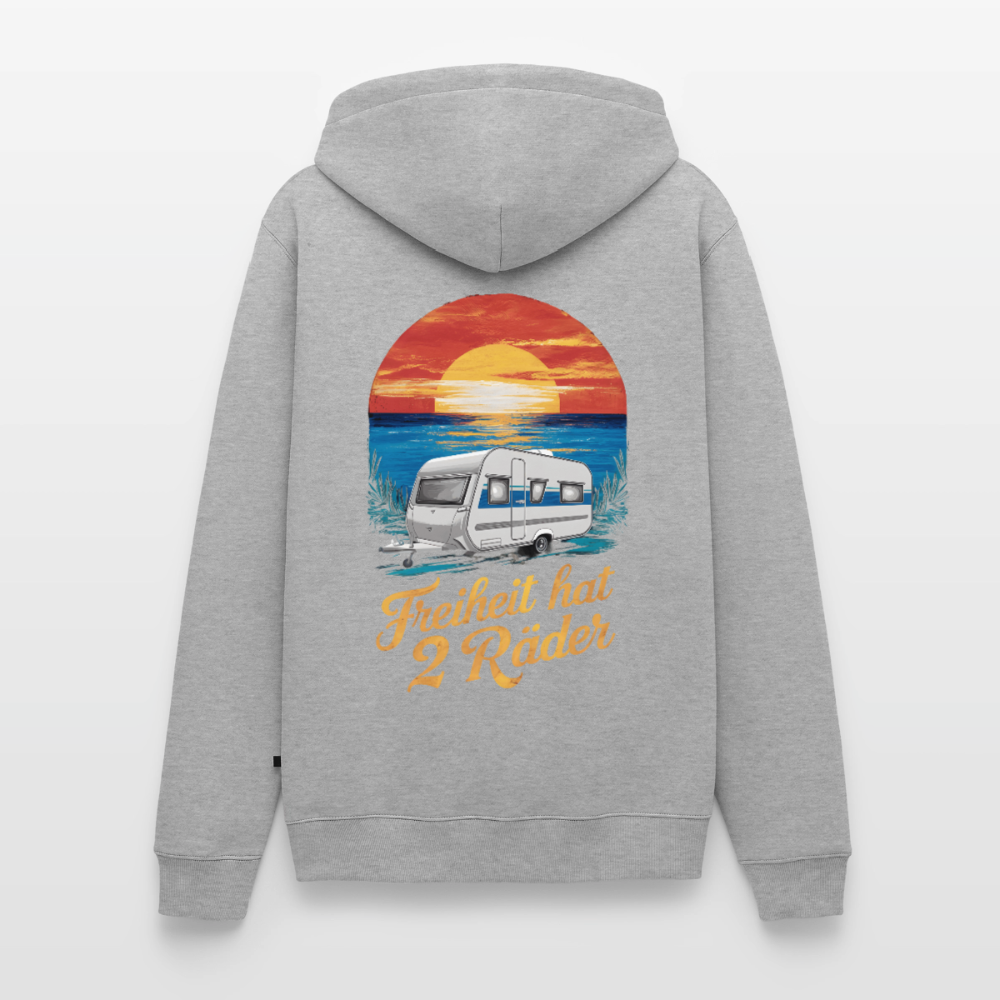 Freiheit hat 2 Räder - Herren Camping Hoodie - Wohnwagen - Grau meliert