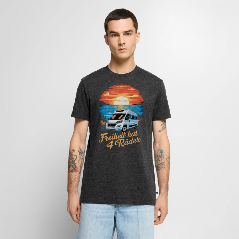 Freiheit hat 4 Räder - Herren Camping T-Shirt - Vanlife - Anthrazit meliert