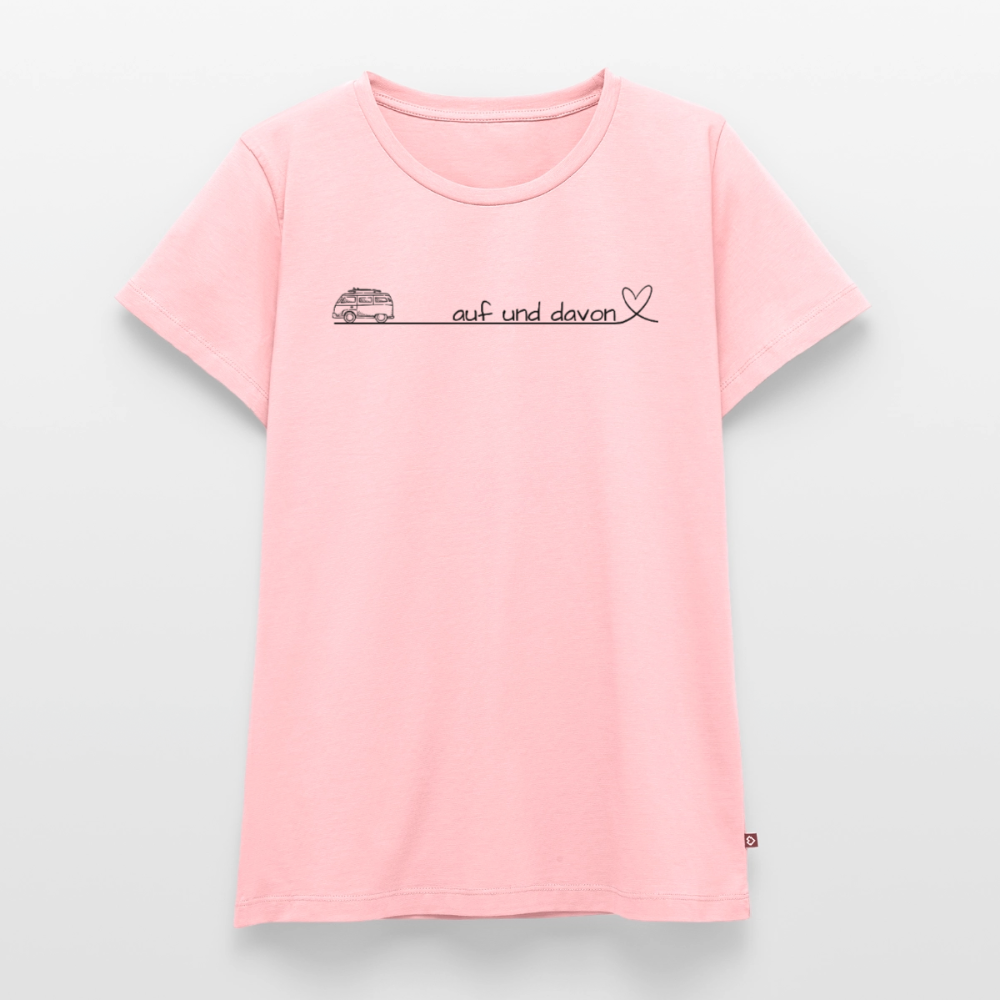 Auf und Davon - Damen Camping T-Shirt - Bulli - Rosa