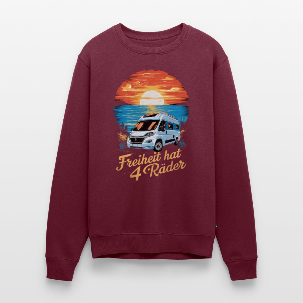Freiheit hat 4 Räder - Herren Camping Sweatshirt - Vanlife - Burgunderrot