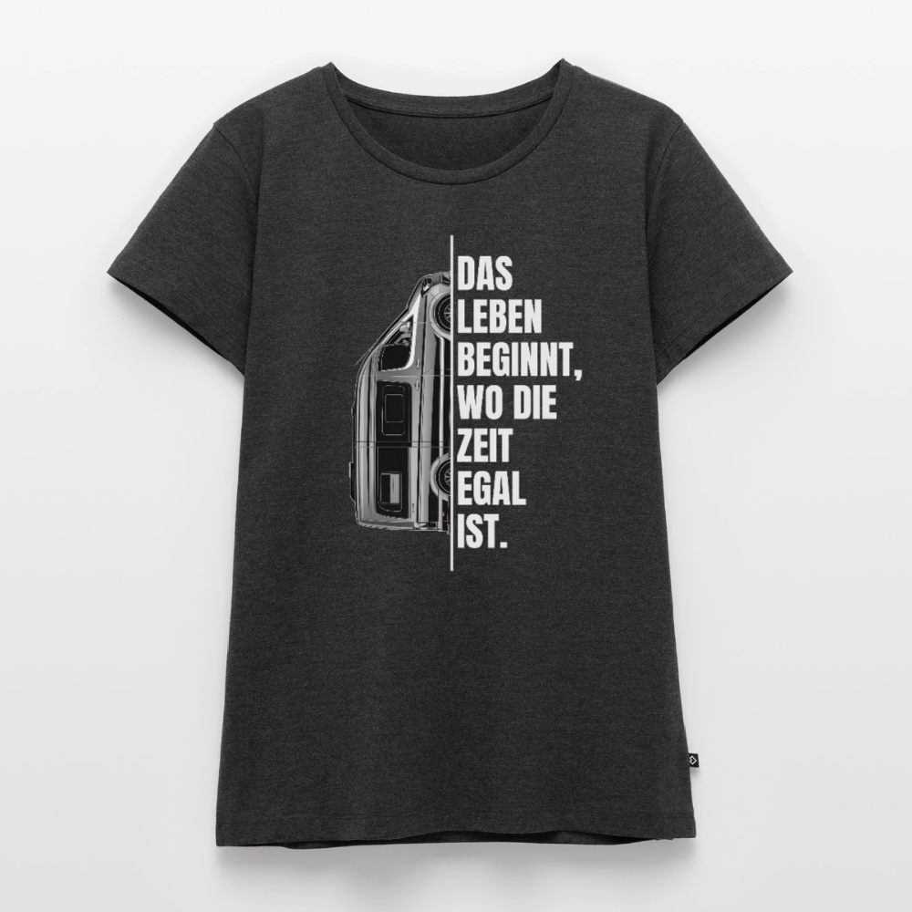 Camping ist Zeitlos - Damen Camping T-Shirt - Vanlife - Anthrazit meliert