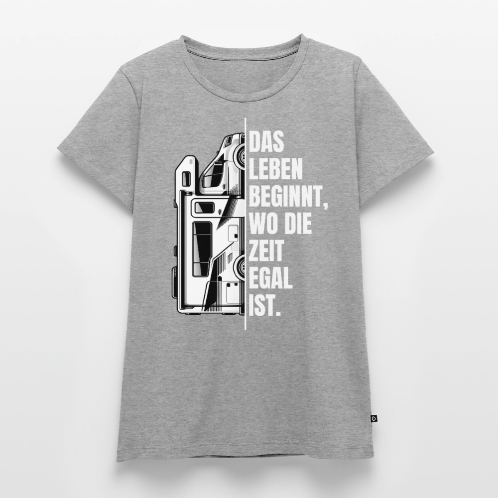 Camping ist Zeitlos - Damen Camping T-Shirt - Wohnmobil - Grau meliert