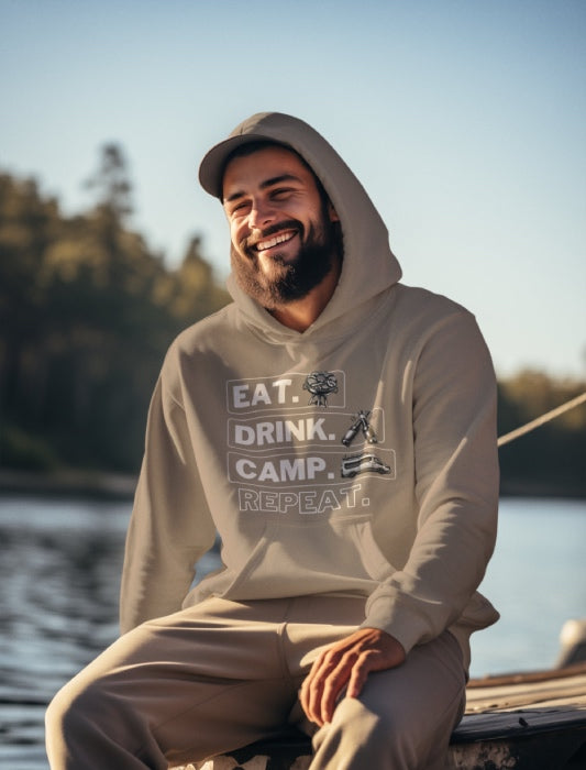 Herren Camping Hoodie Eat Drink Camp Repeat