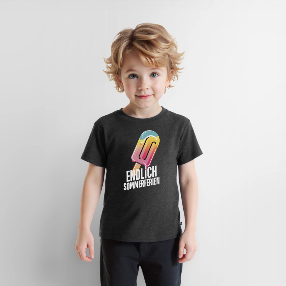 Endlich Sommerferien - Kinder Camping T-Shirt - Anthrazit meliert