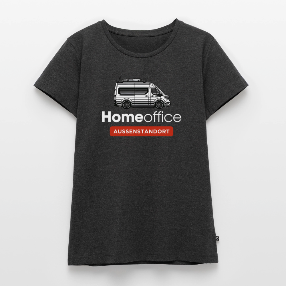 Vanlife Homeoffice - Damen Camping T-Shirt - Anthrazit meliert