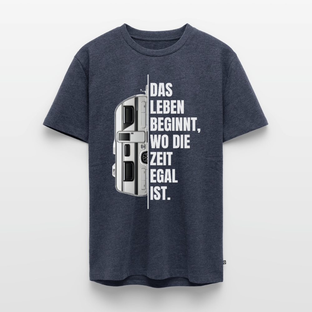 Camping ist Zeitlos - Herren Camping T-Shirt - Wohnwagen - Jeansblau 