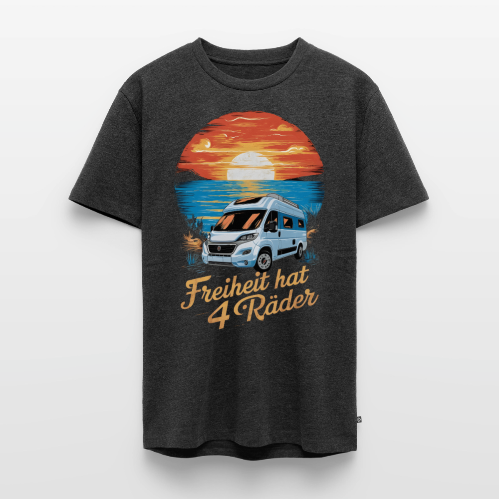 Freiheit hat 4 Räder - Herren Camping T-Shirt - Vanlife - Anthrazit meliert