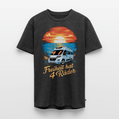 Freiheit hat 4 Räder - Herren Camping T-Shirt - Vanlife - Anthrazit meliert