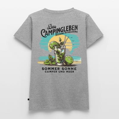 Das Campingleben - Damen Camping T-Shirt - Grau meliert