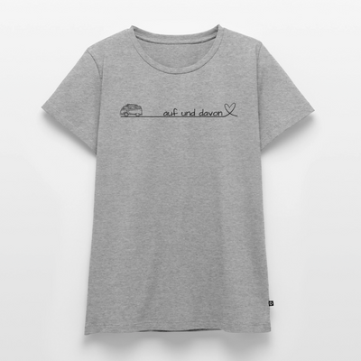 Auf und Davon - Damen Camping T-Shirt - Bulli - Grau meliert