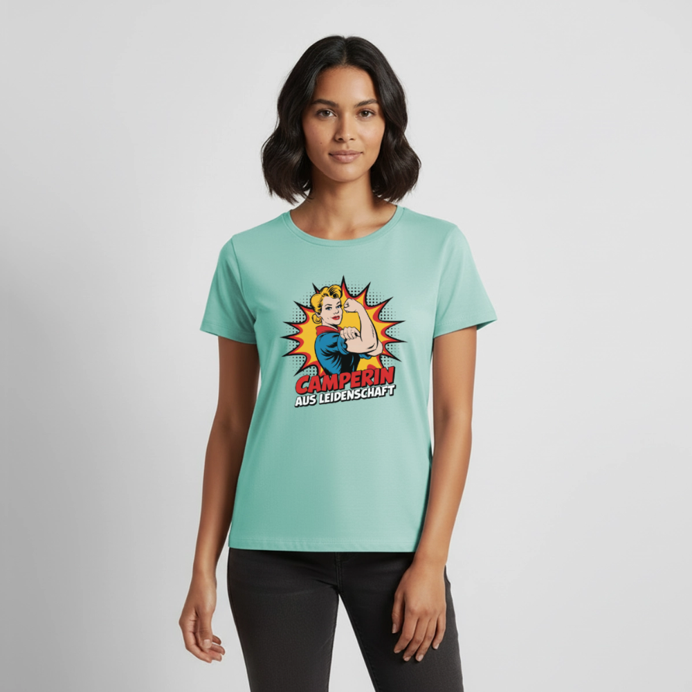 Camperin aus Leidenschaft - Damen Camping T-Shirt - Mint 
