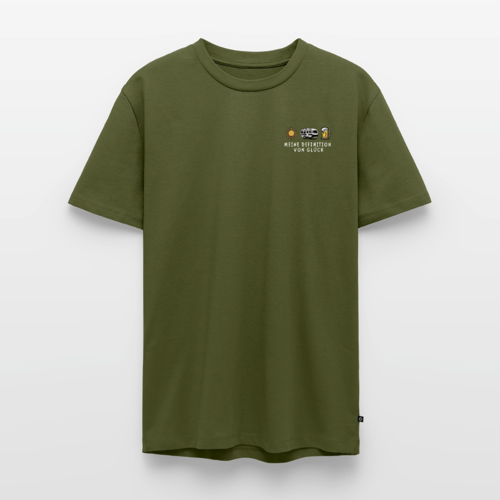 Definition von Glück - Herren Camping T-Shirt - Wohnwagen - Khaki