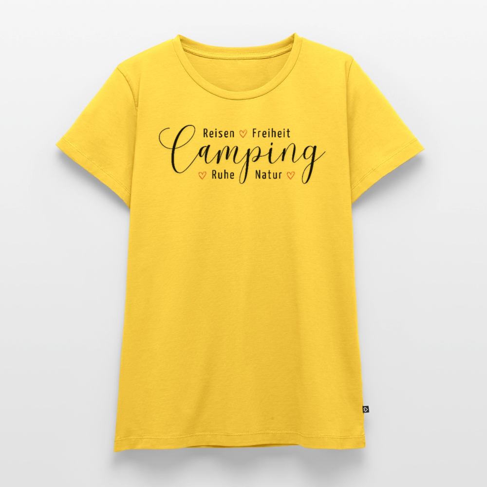 Camping Lifestyle Liebe - Damen Camping T-Shirt - Sonnengelb