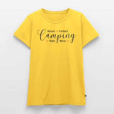 Camping Lifestyle Liebe - Damen Camping T-Shirt - Sonnengelb