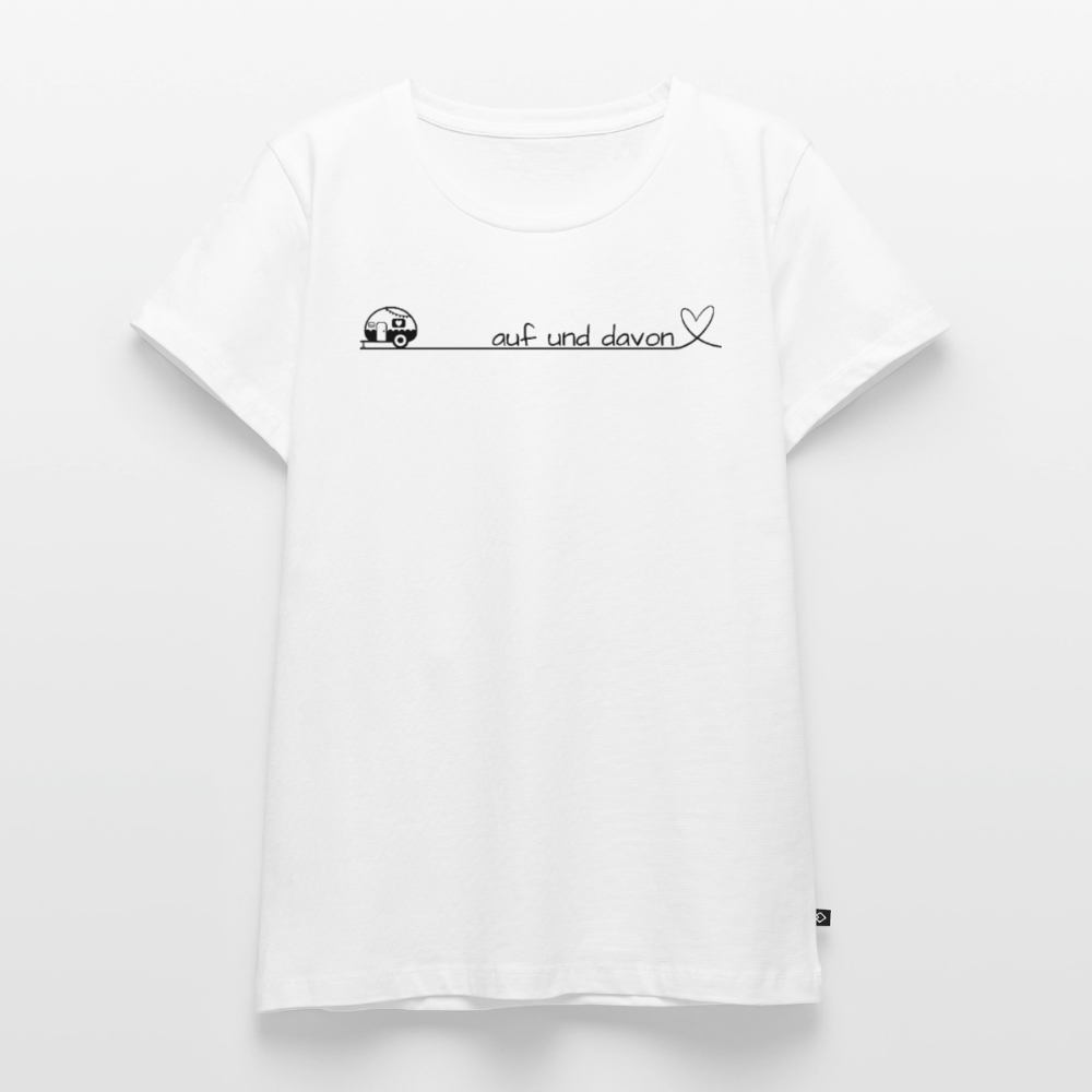 Auf und Davon - Damen Camping T-Shirt - Wohnwagen - Weiß