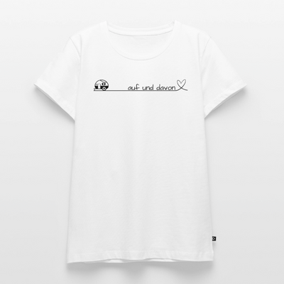 Auf und Davon - Damen Camping T-Shirt - Wohnwagen - Weiß