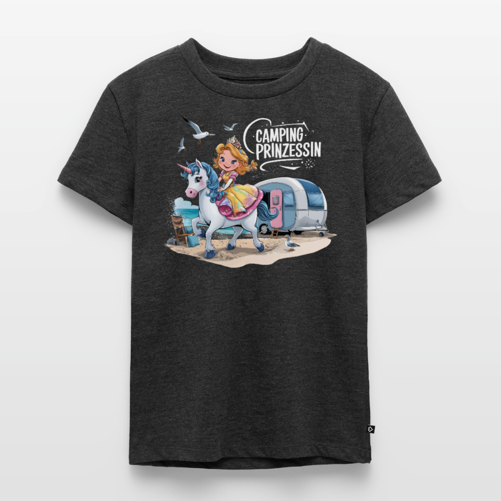 Camping Prinzessin - Kinder Camping T-Shirt - Anthrazit meliert