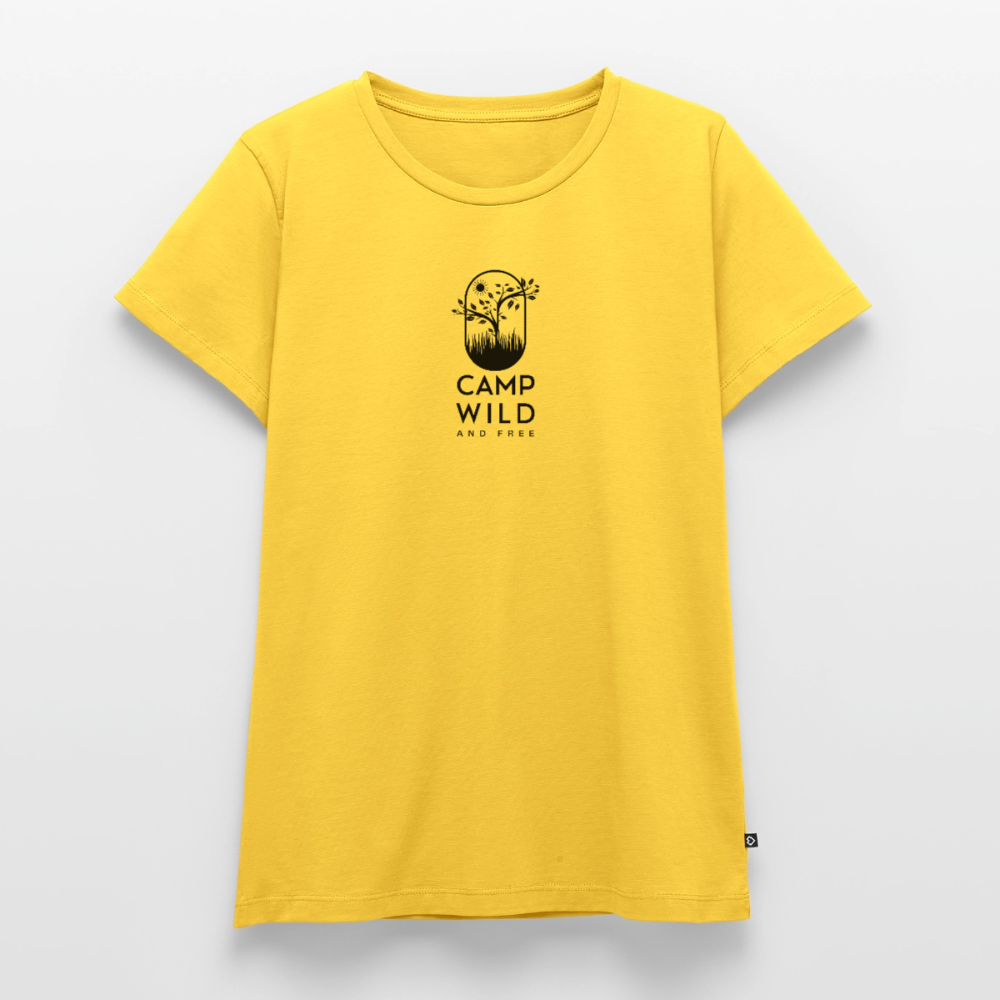 Camp Wild and Free - Damen Camping T-Shirt - Sonnengelb