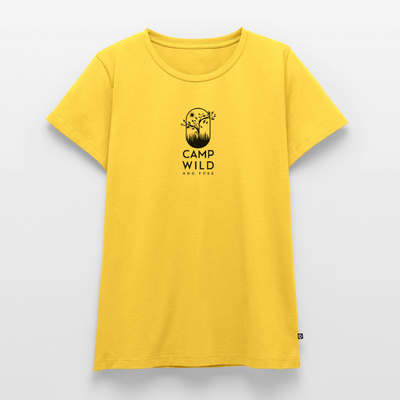 Camp Wild and Free - Damen Camping T-Shirt - Sonnengelb