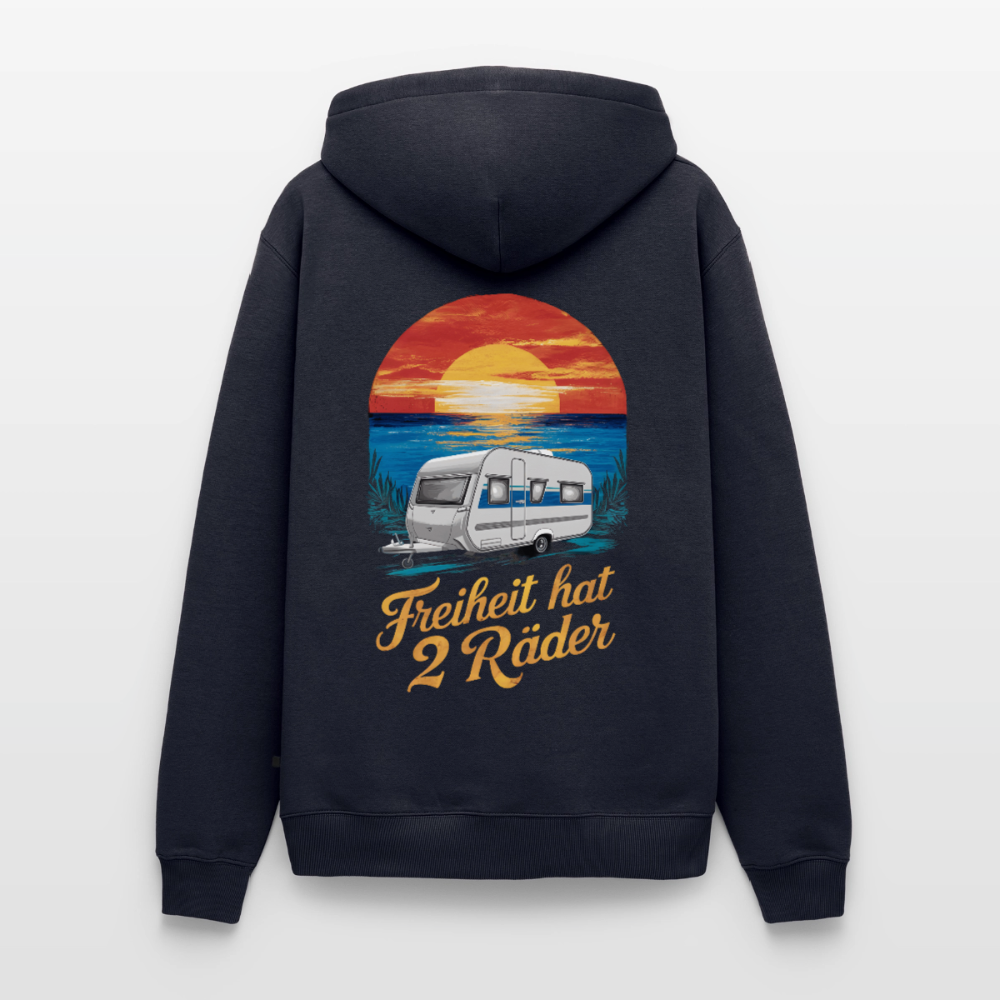 Freiheit hat 2 Räder - Herren Camping Hoodie - Wohnwagen - Navy