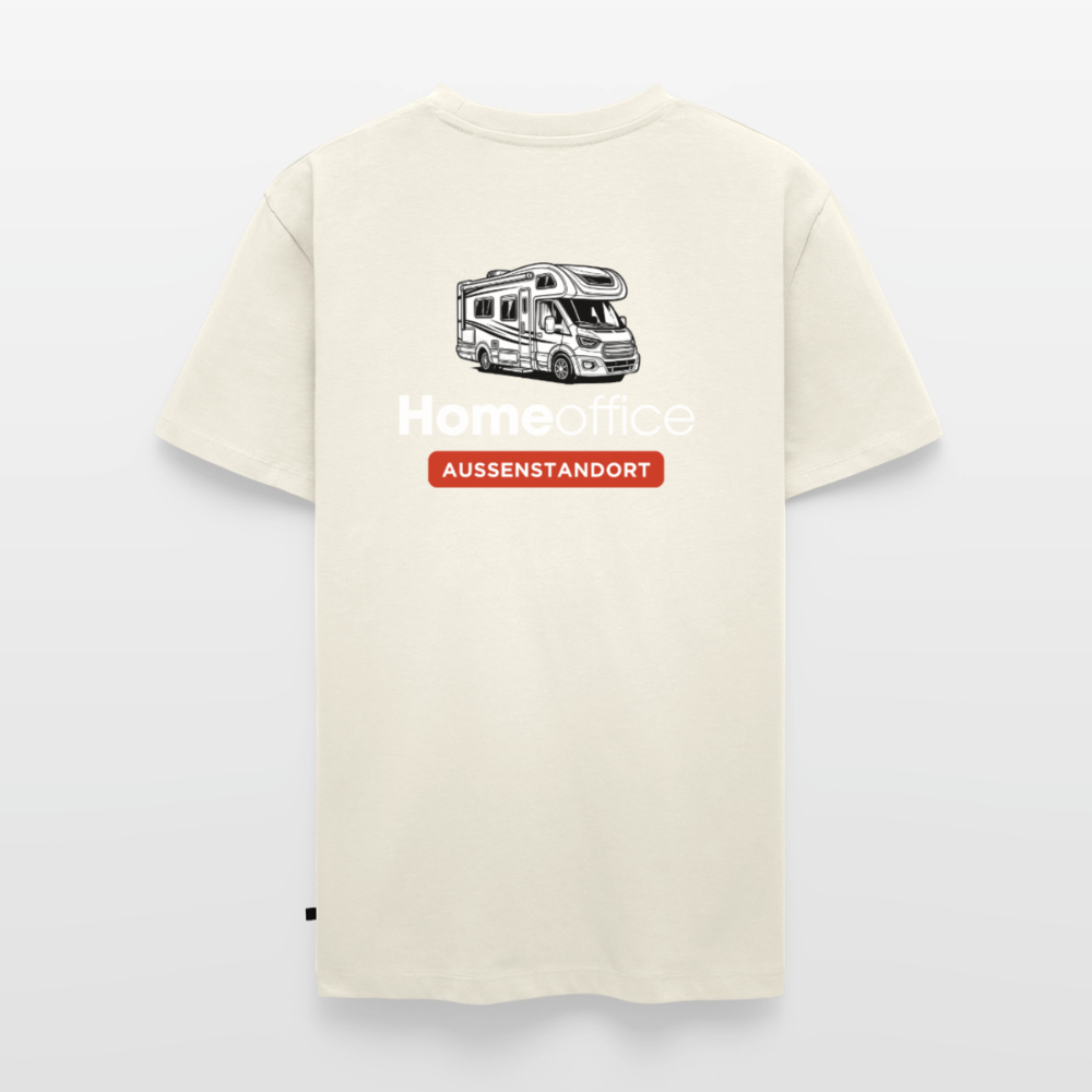 Wohnmobil Homeoffice - Herren Camping T-Shirt - Rückendruck - Naturweiß