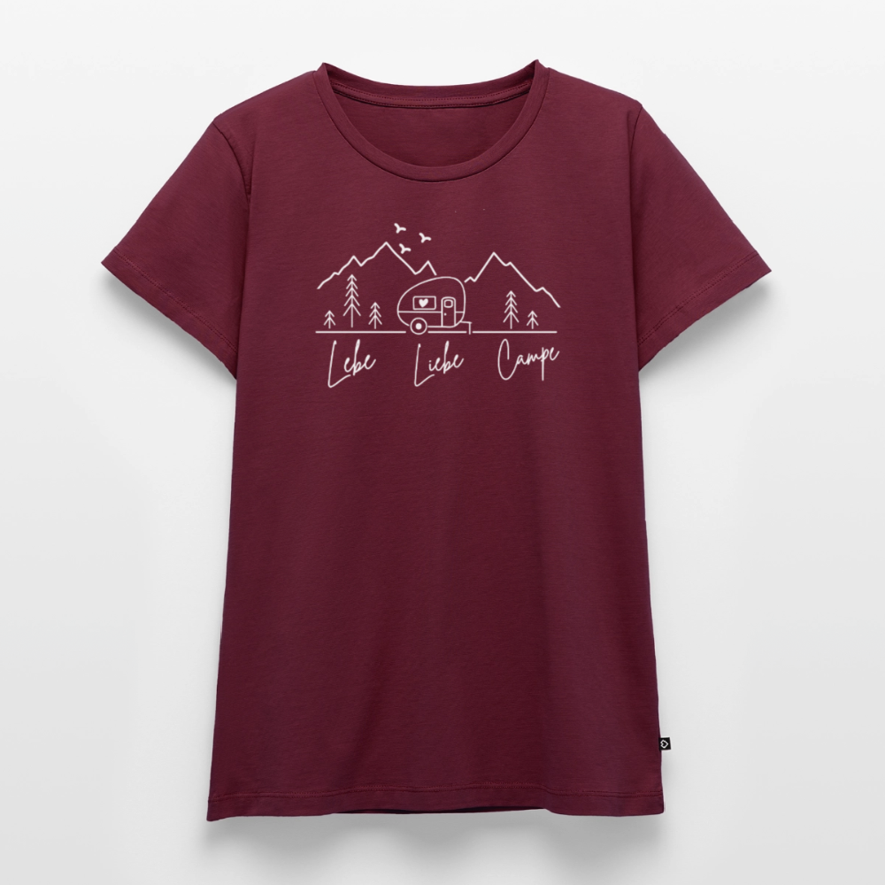 Lebe Liebe Campe - Damen Camping T-Shirt - Burgunderrot