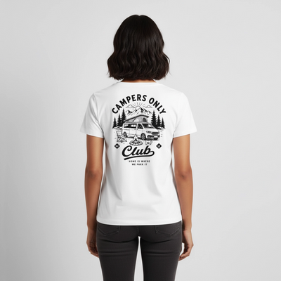 Campers Only Club - Herren Camping T-Shirt - Bulli - Weiß