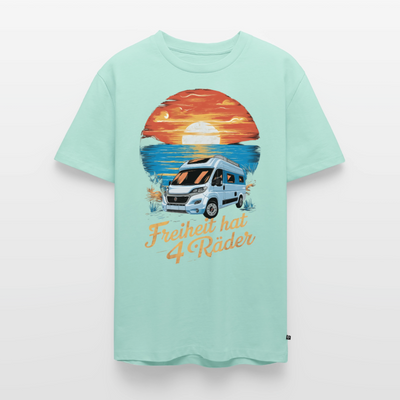 Freiheit hat 4 Räder - Herren Camping T-Shirt - Vanlife - Mint 