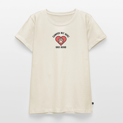 Herz und Hund - Damen Camping T-Shirt - Naturweiß