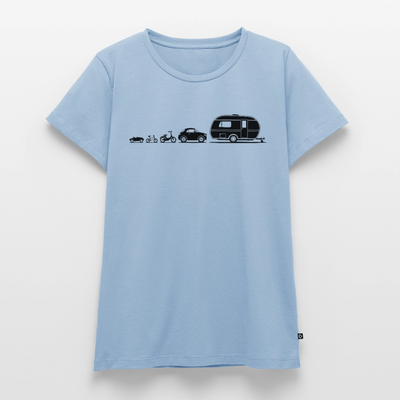 Evolution Wohnwagen - Damen Camping T-Shirt - Hellblau