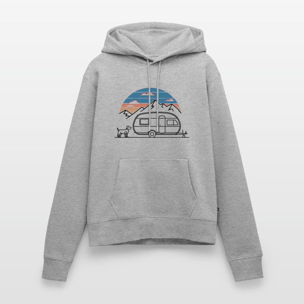 SPOD - Wohnwagen mit Hund - Damen Camping Hoodie - Grau meliert
