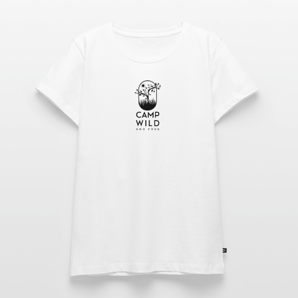 Camp Wild and Free - Damen Camping T-Shirt - Weiß