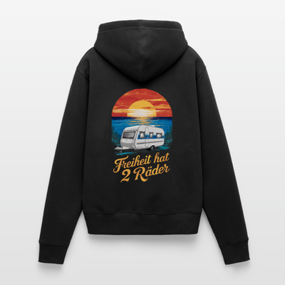 SPOD - Freiheit hat 2 Räder - Damen Camping Hoodie - Wohnwagen - Schwarz