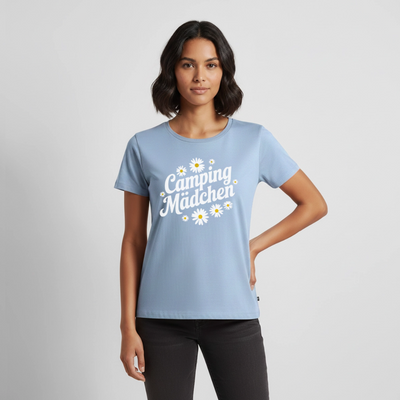 Camping Mädchen - Damen Camping T-Shirt - Hellblau