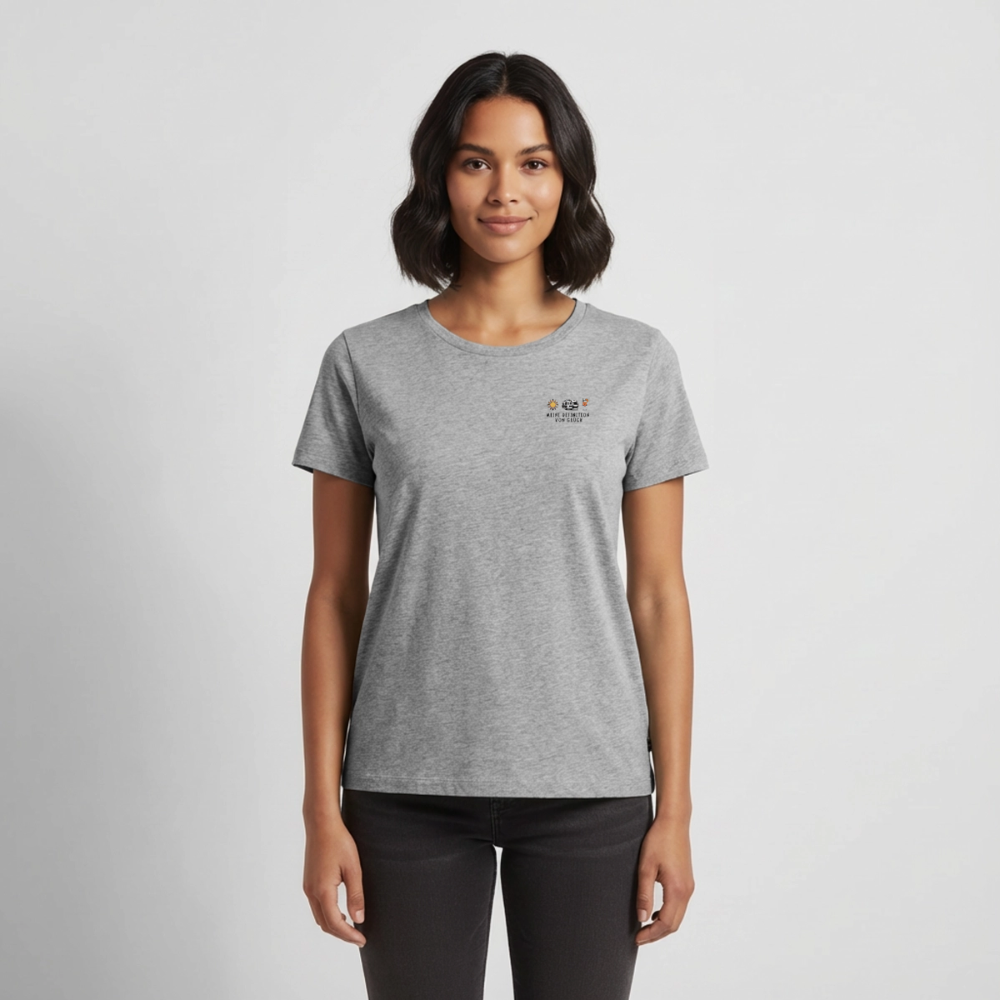 Definition von Glück - Damen Camping T-Shirt - Wohnwagen - Grau meliert