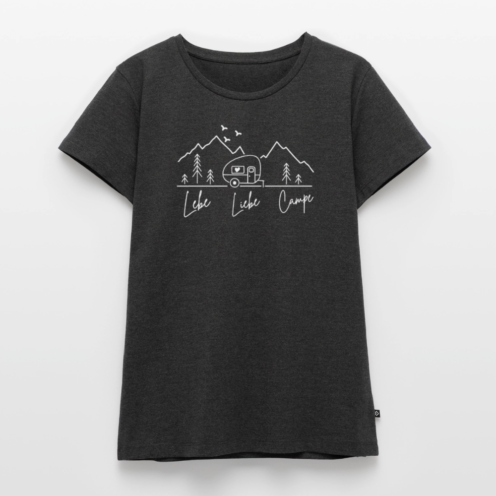 Lebe Liebe Campe - Damen Camping T-Shirt - Anthrazit meliert