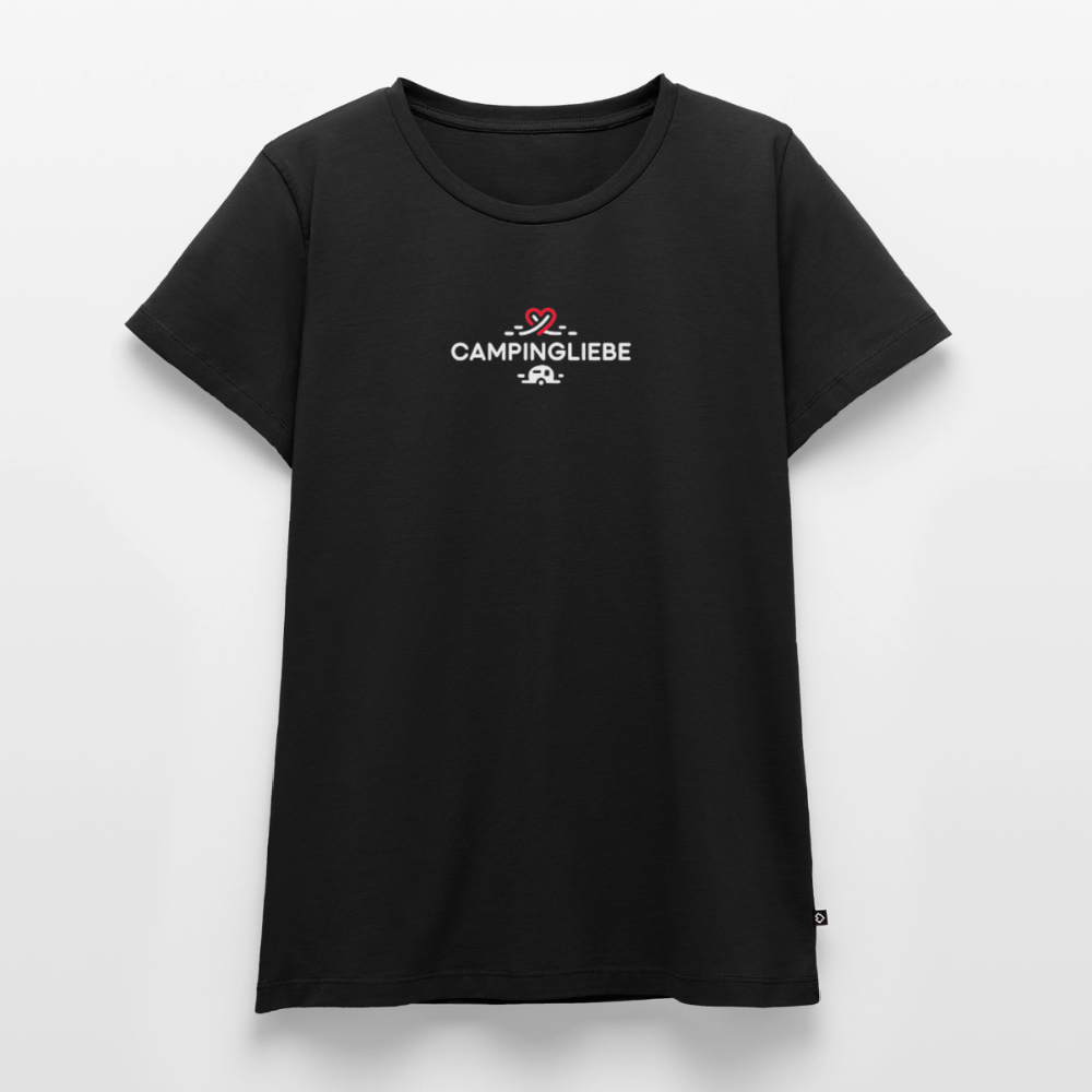 Wohnwagen Campingliebe - Damen Camping T-Shirt - Schwarz