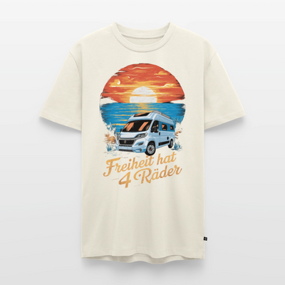 Freiheit hat 4 Räder - Herren Camping T-Shirt - Vanlife - Naturweiß