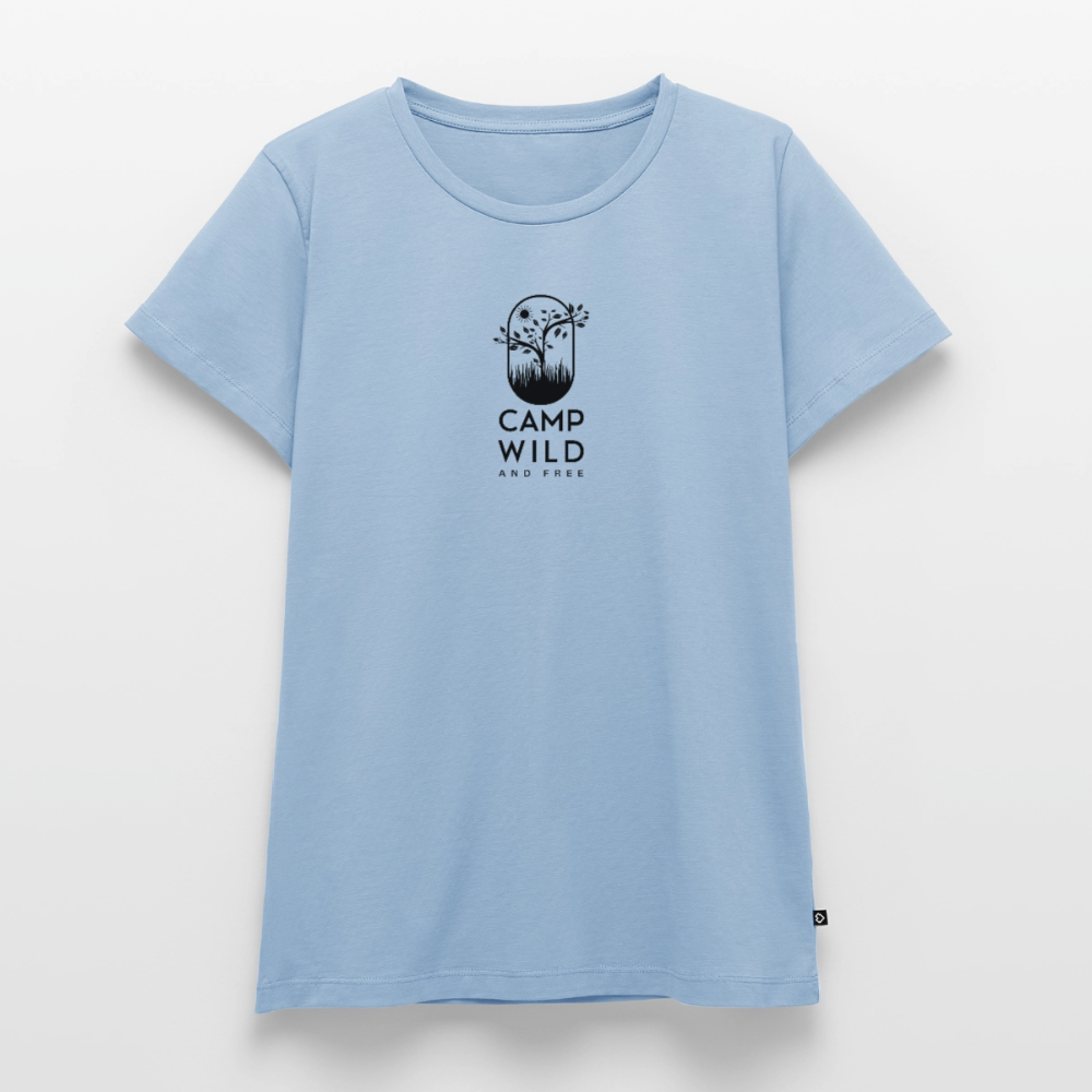 Camp Wild and Free - Damen Camping T-Shirt - Hellblau