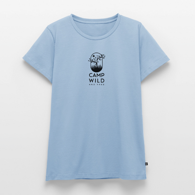 Camp Wild and Free - Damen Camping T-Shirt - Hellblau